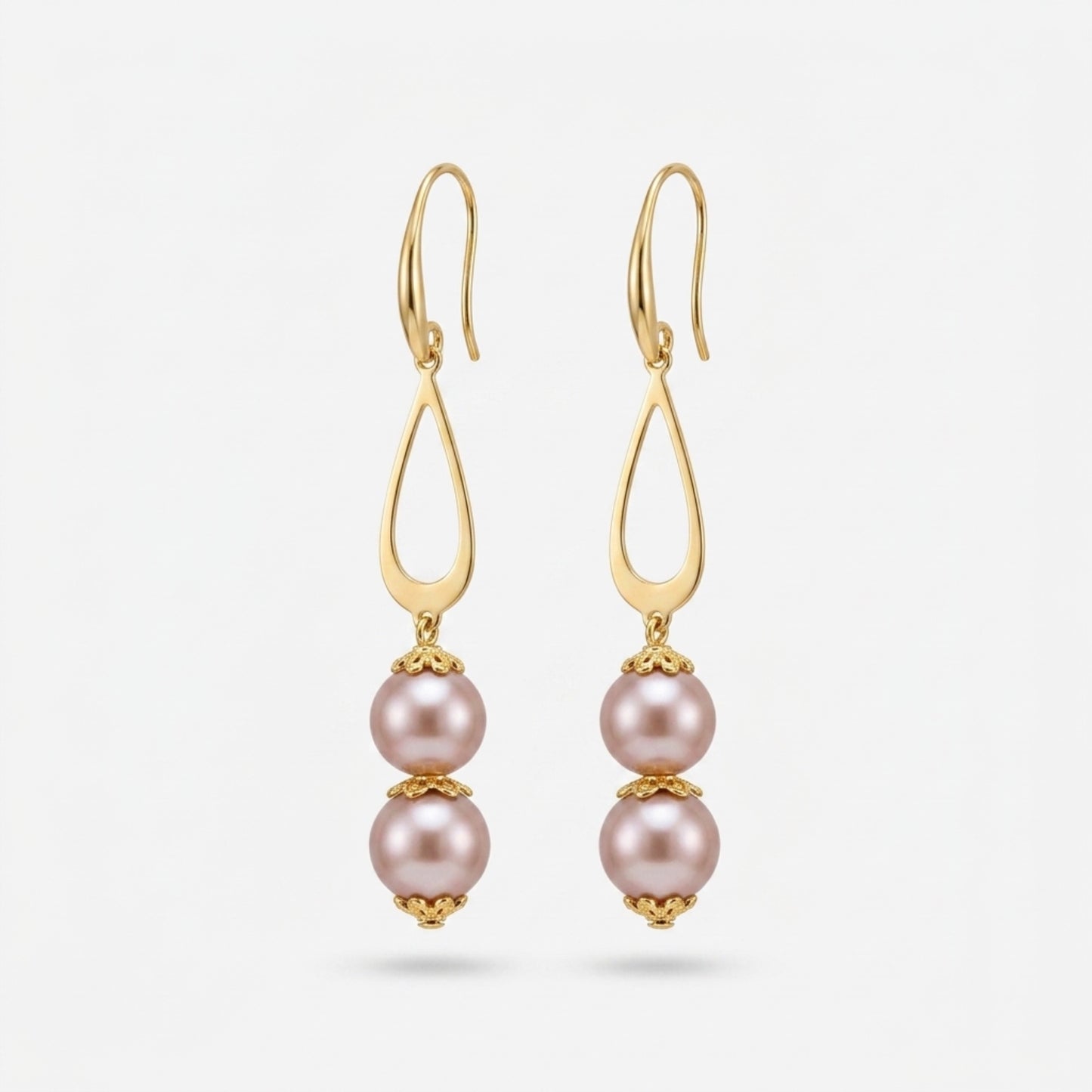 Golden Blush Faux Pearl Drop Earrings