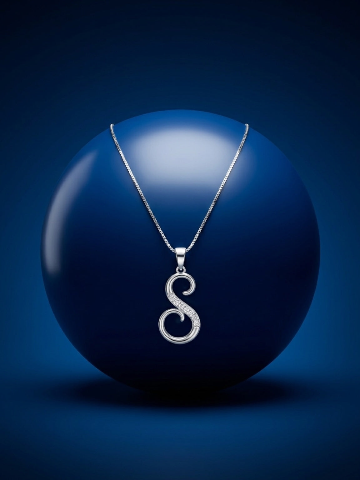 Elegant S Swirl Pendant Necklace – White Gold