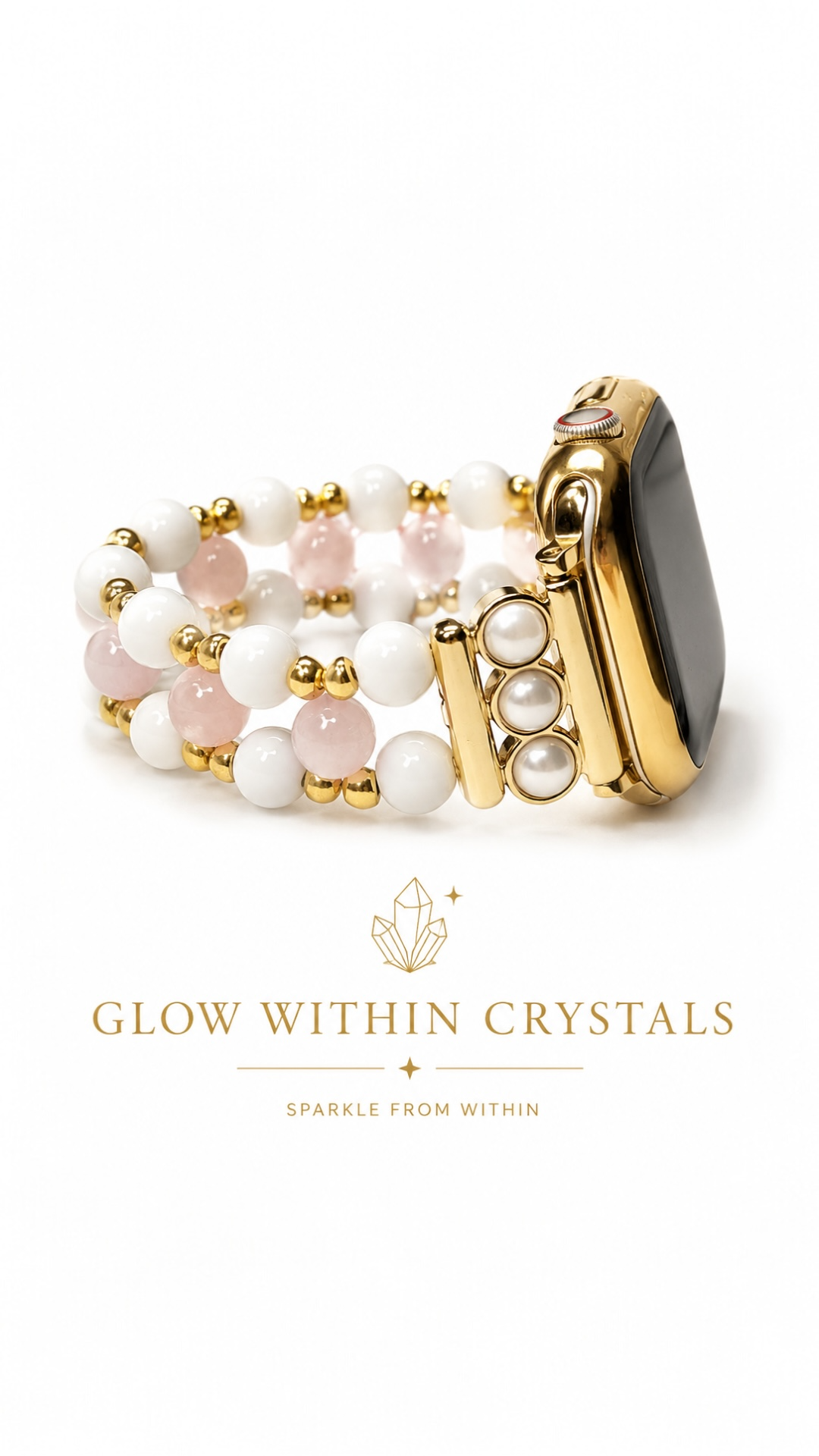 Rose Quartz & White Shell Apple Watch Bracelet