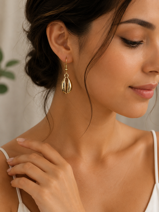 Gold Cowrie Shell Earrings
