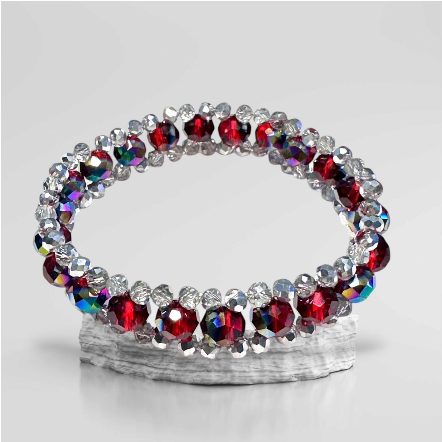 Red Austrian Crystal Three-Tier Bracelet