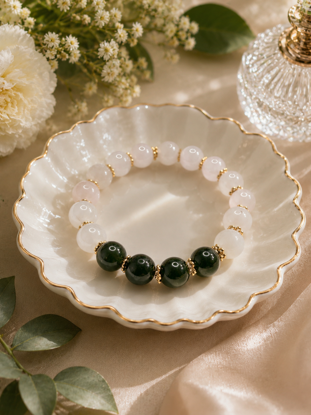 Heart & Harmony – Rose Quartz & Nephrite Jade Bracelet