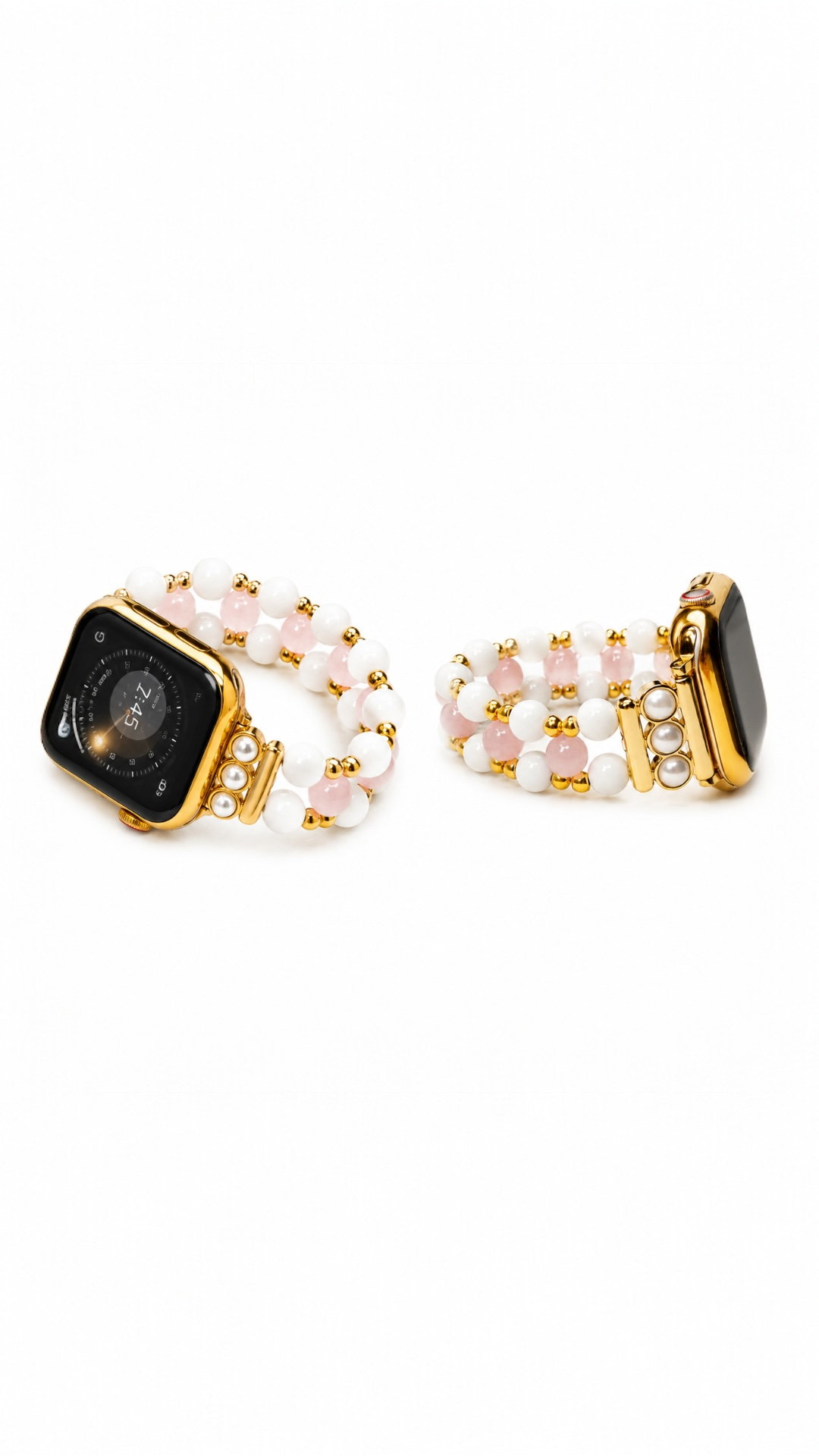 Rose Quartz & White Shell Apple Watch Bracelet