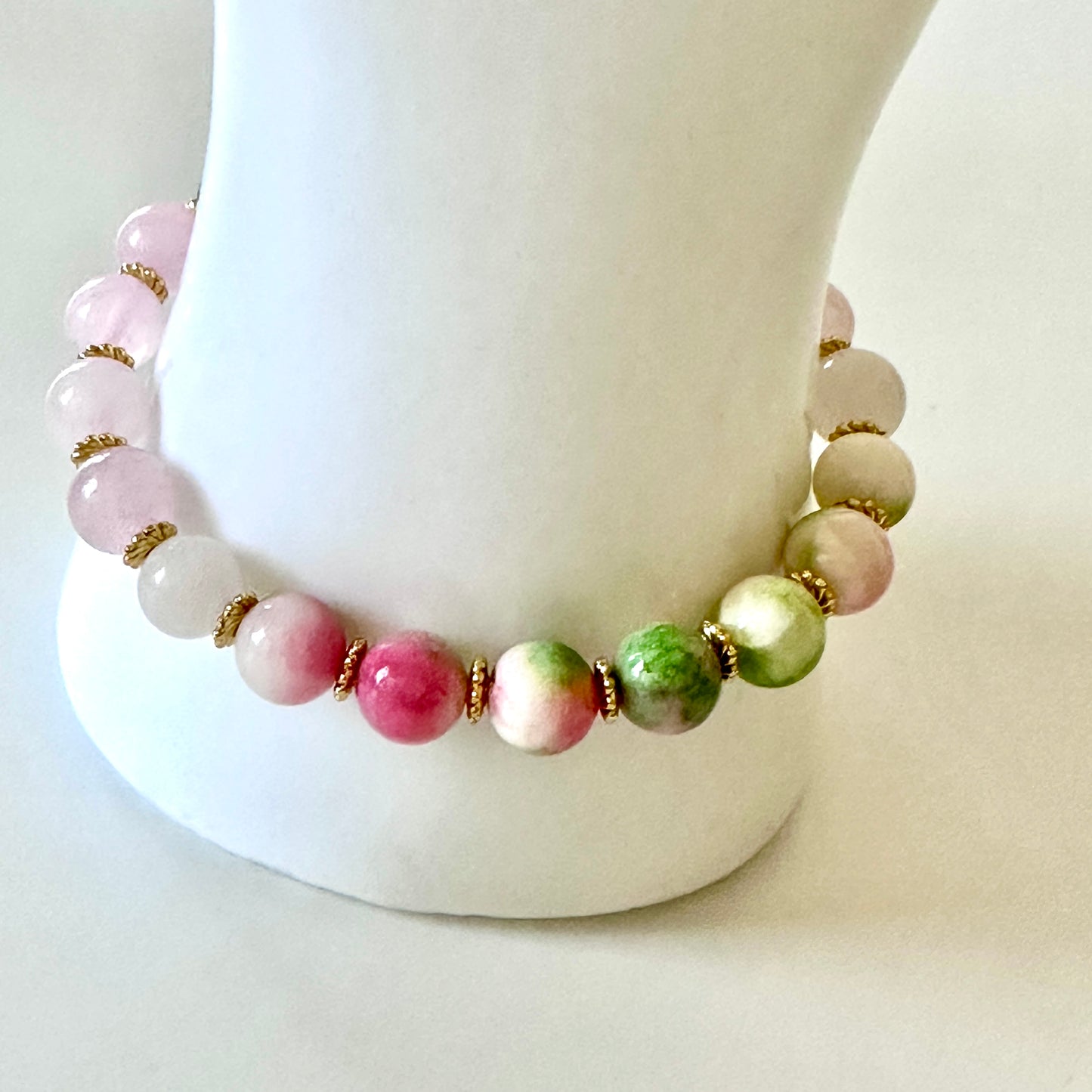 Tranquil Heart  Bracelet – Persian Jade, Rose Quartz & Milky Quartz