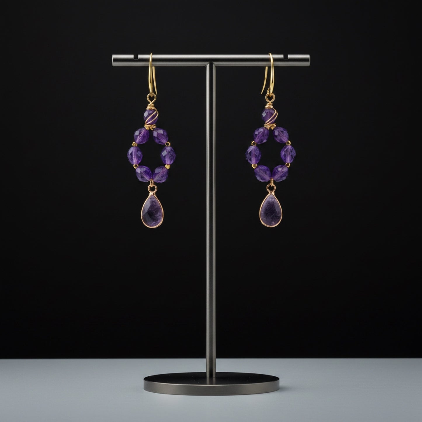 Amethyst Glow Teardrop Earrings