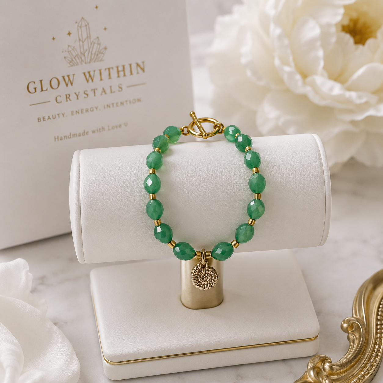 Green Aventurine Conch Shell Bracelet