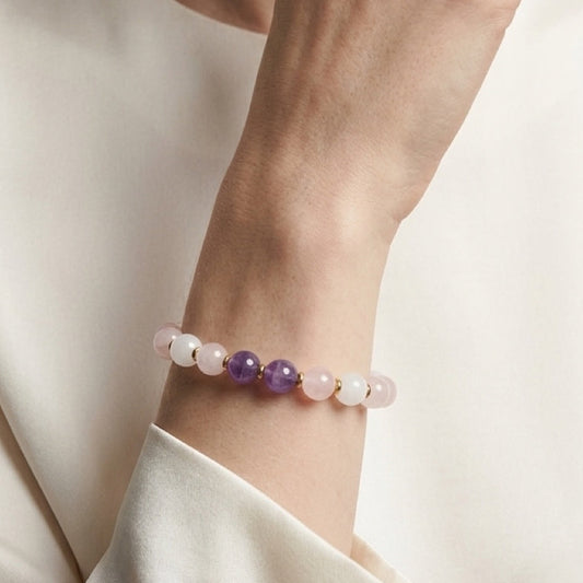 Inner Light” Bracelet – Amethyst, Rose Quartz & Milky Quartz