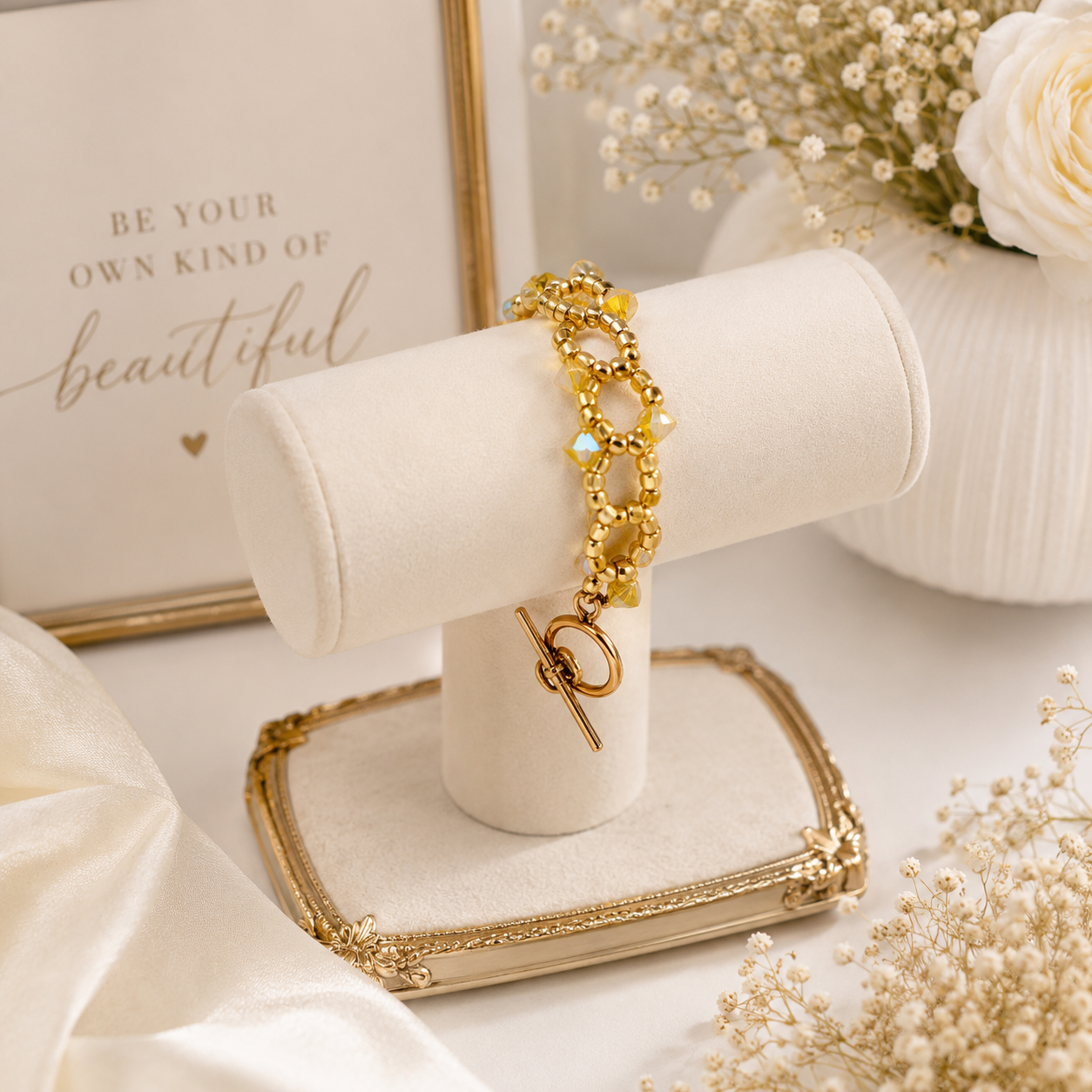 Vine Bracelet – Citrine Glow with Swarovski Crystals