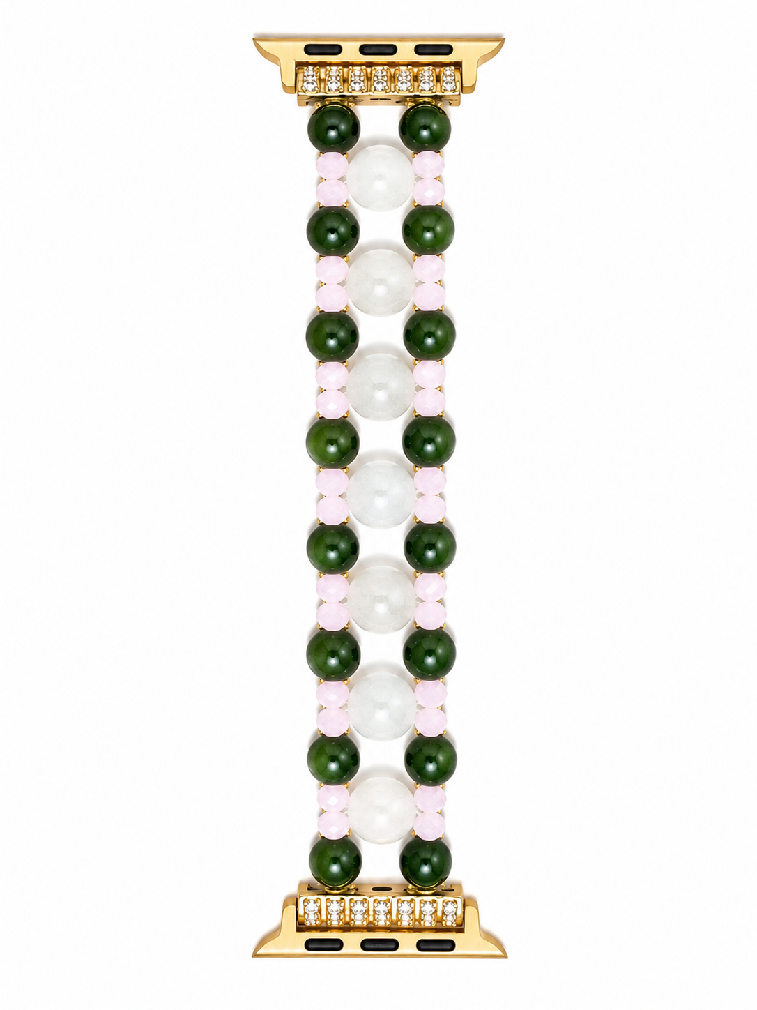 Milky Quartz, Green Jade & Pink Quartz Elastic Apple Watch Band