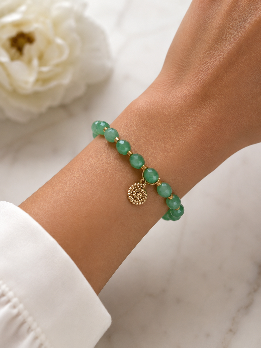 Green Aventurine Conch Shell Bracelet