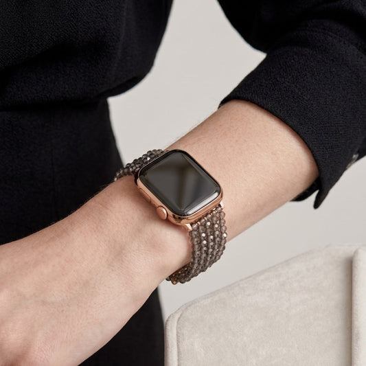 Smoky Quartz Hand-Woven Smartwatch Band – Rose Gold