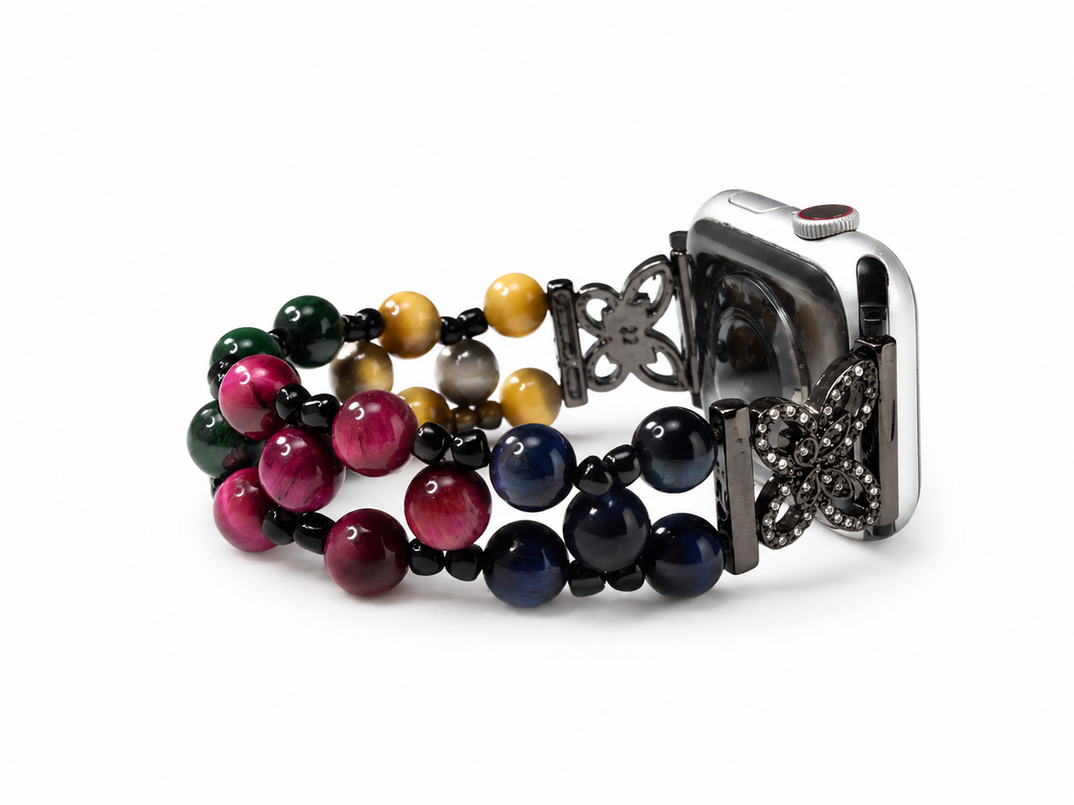 Multicolor Tiger’s Eye Butterfly Smartwatch Band