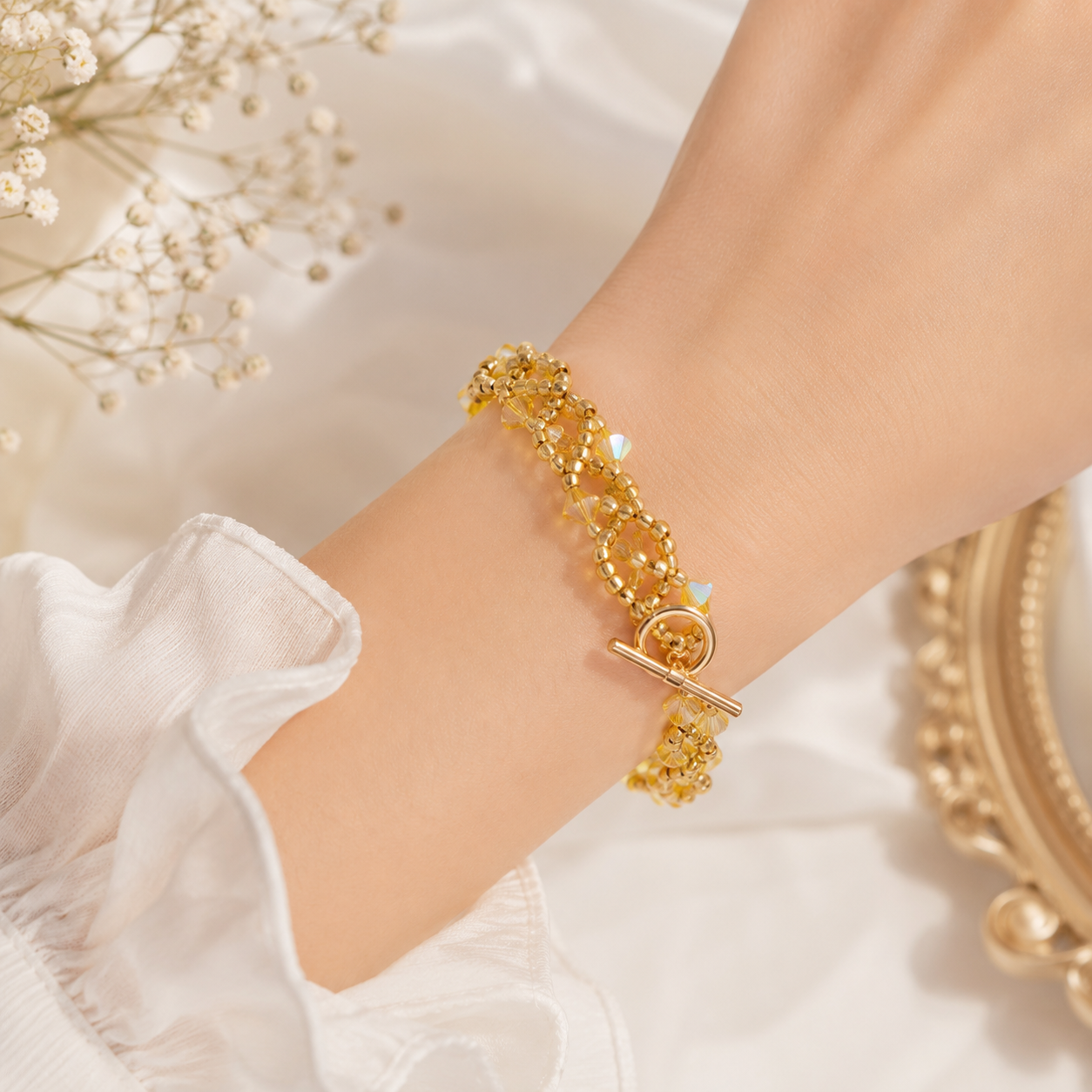 Vine Bracelet – Citrine Glow with Swarovski Crystals