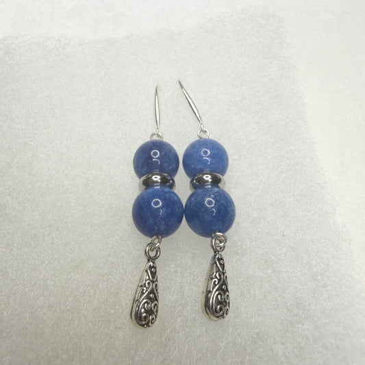 Blue Sodalite & Silver Filigree Drop Earrings