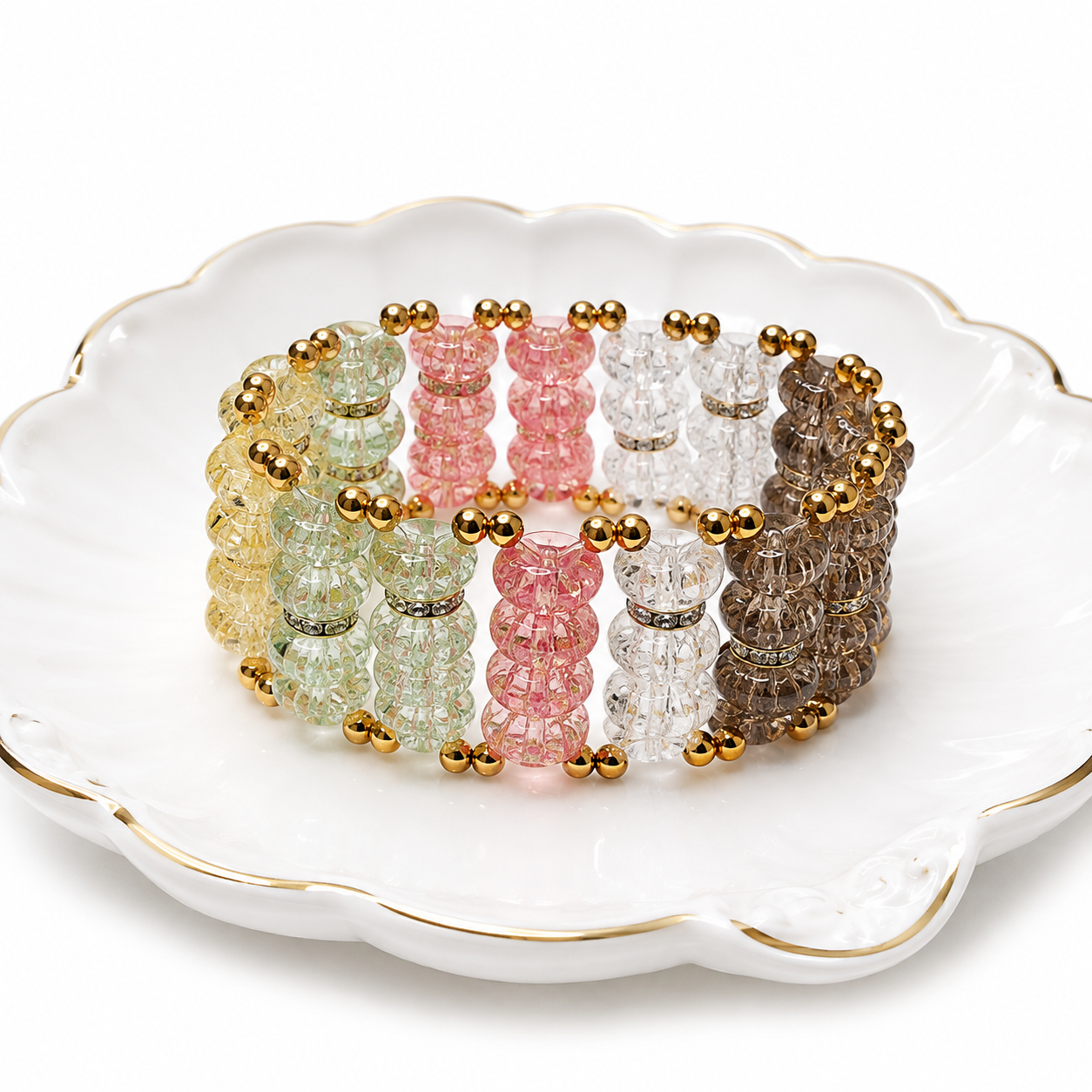 Colorful Cracked Crystal Rondelle Bracelet
