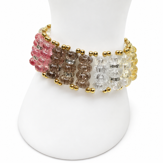 Colorful Cracked Crystal Rondelle Bracelet