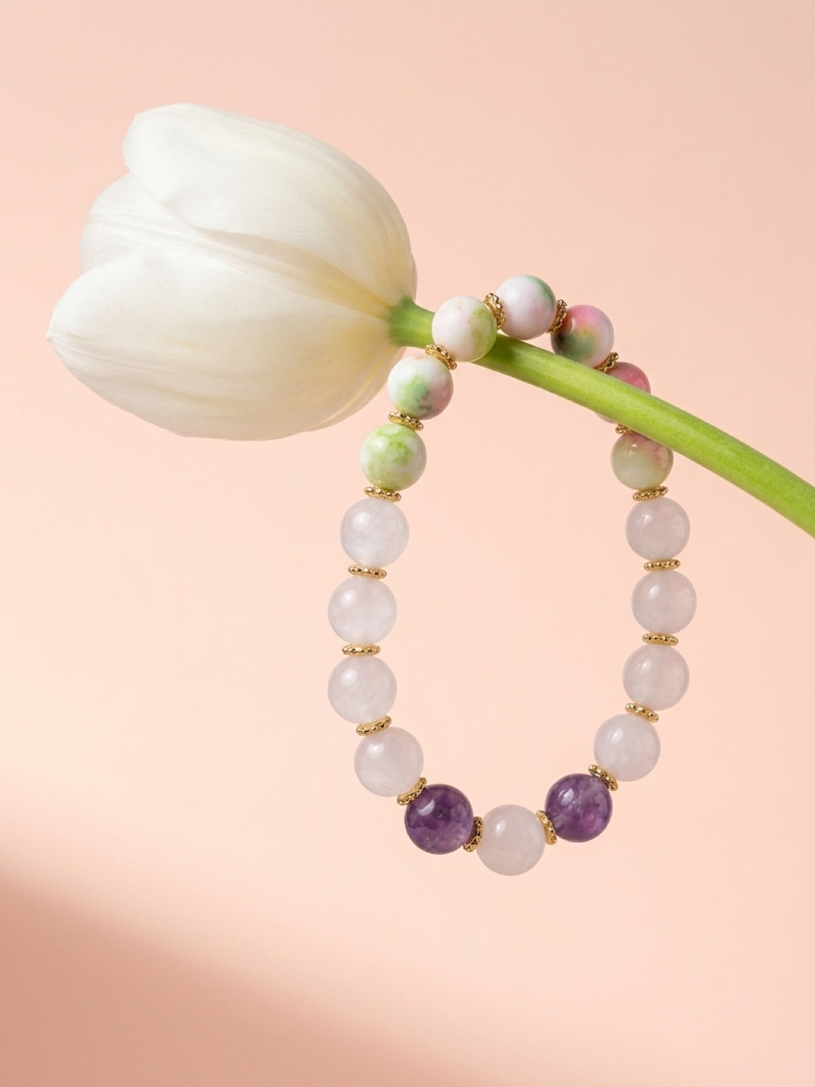Tranquil Heart  Bracelet – Persian Jade, Rose Quartz & Milky Quartz