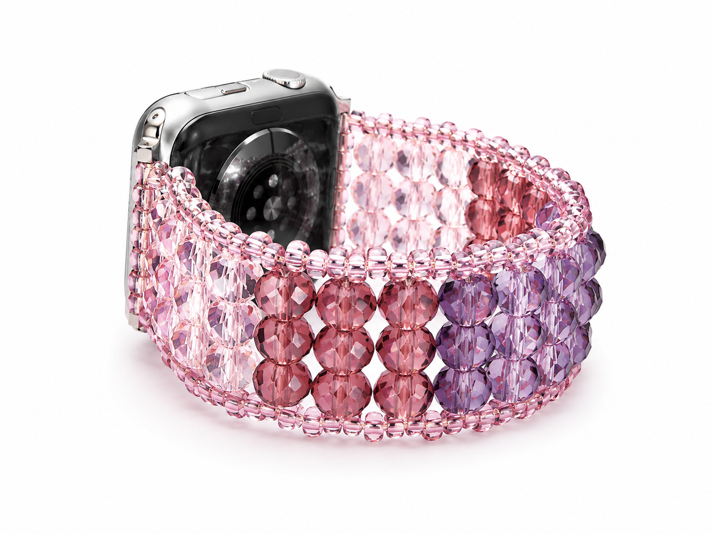 Pink & Purple Crystal Beaded Smartwatch Band