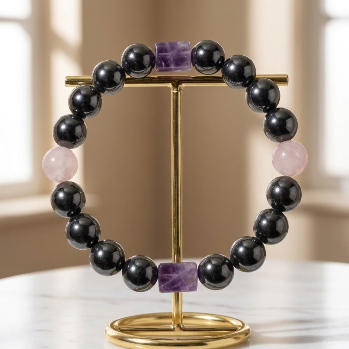 Sacred Shield – Hematite, Rose Quartz & Amethyst Protection Bracelet