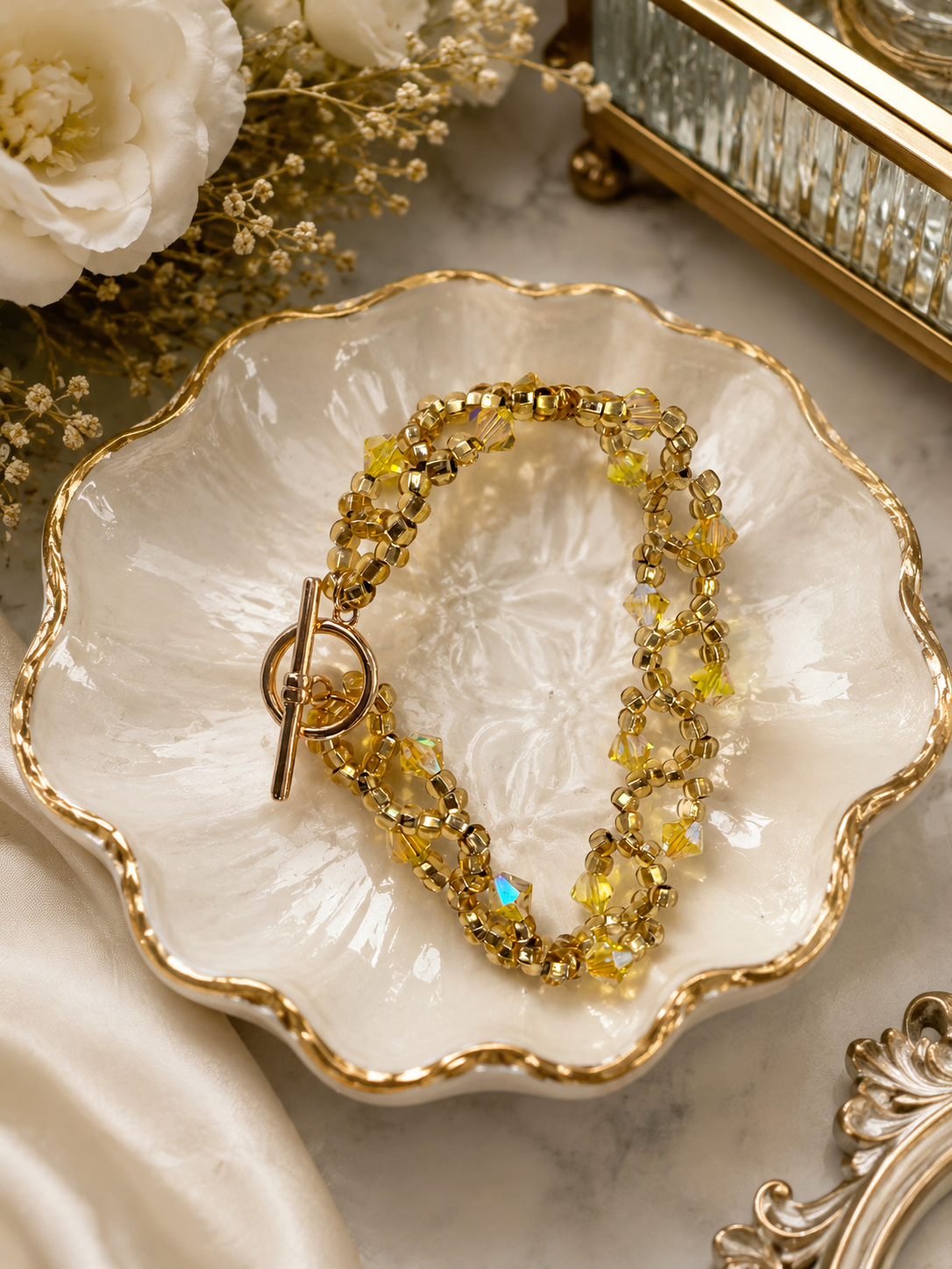 Vine Bracelet – Citrine Glow with Swarovski Crystals