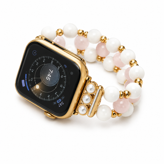 Rose Quartz & White Shell Apple Watch Bracelet