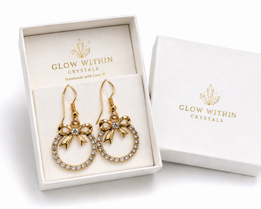 Bow Circle Gold-Plated Earrings