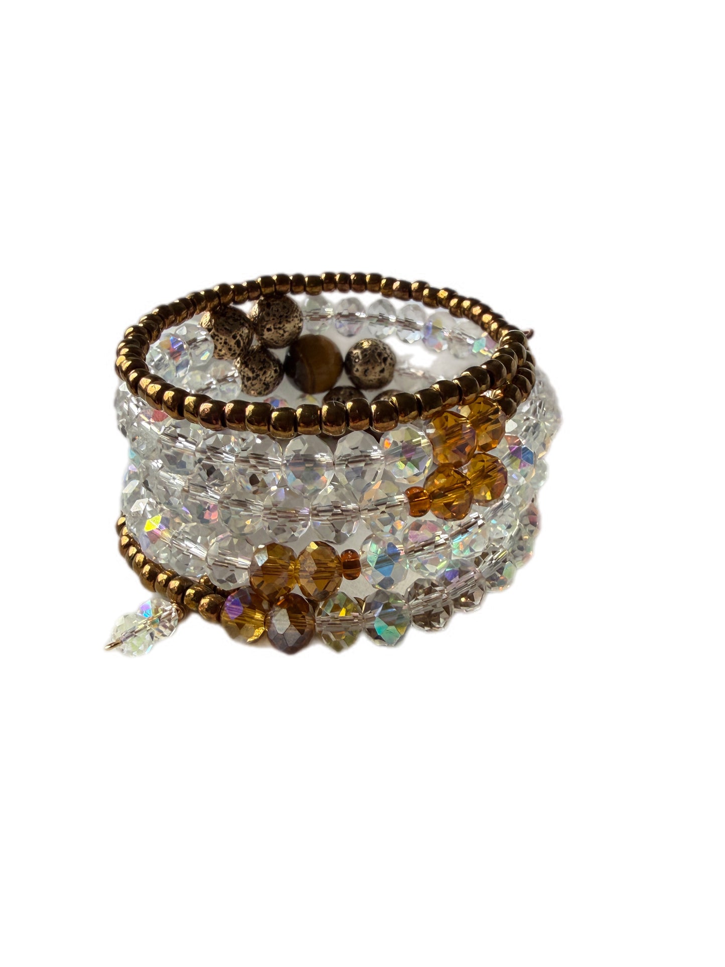 Golden Guardian Tiger Eye Memory Wire Bracelet