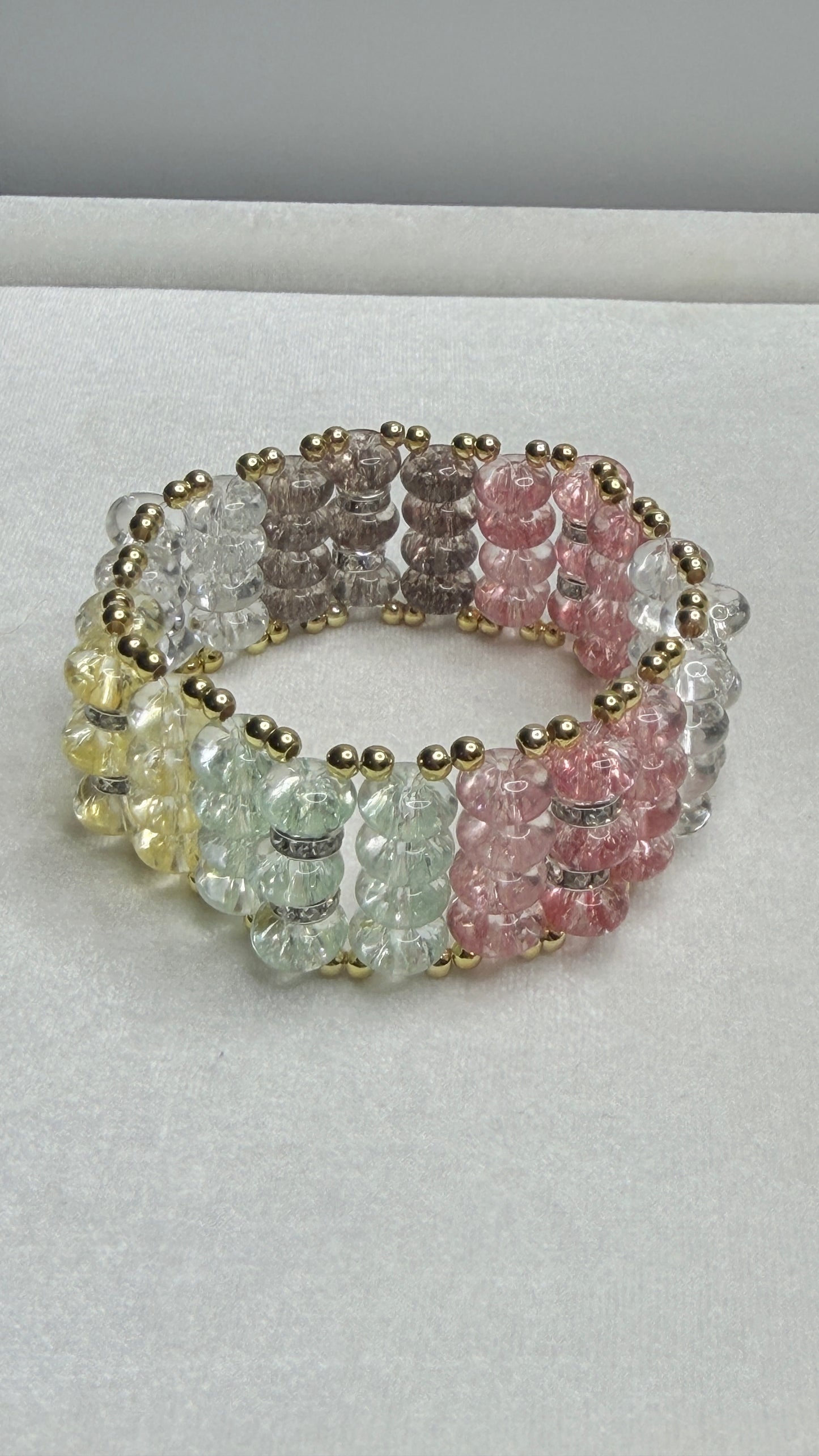 Colorful Cracked Crystal Rondelle Bracelet
