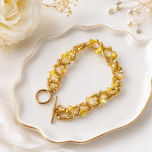 Vine Bracelet – Citrine Glow with Swarovski Crystals
