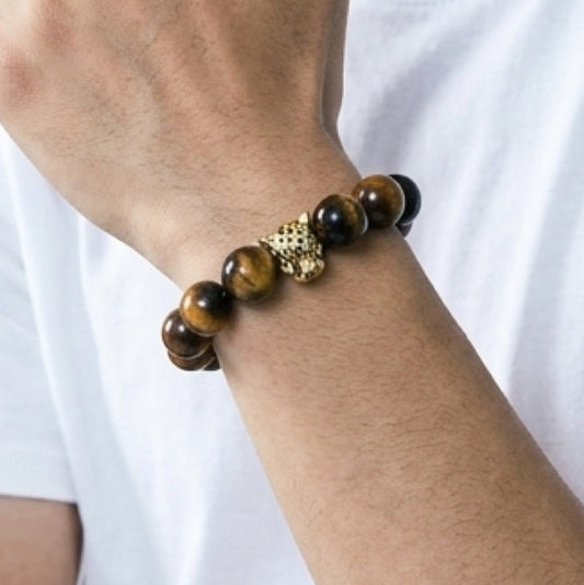 Tiger’s Eye & Amethyst Leopard Bracelet