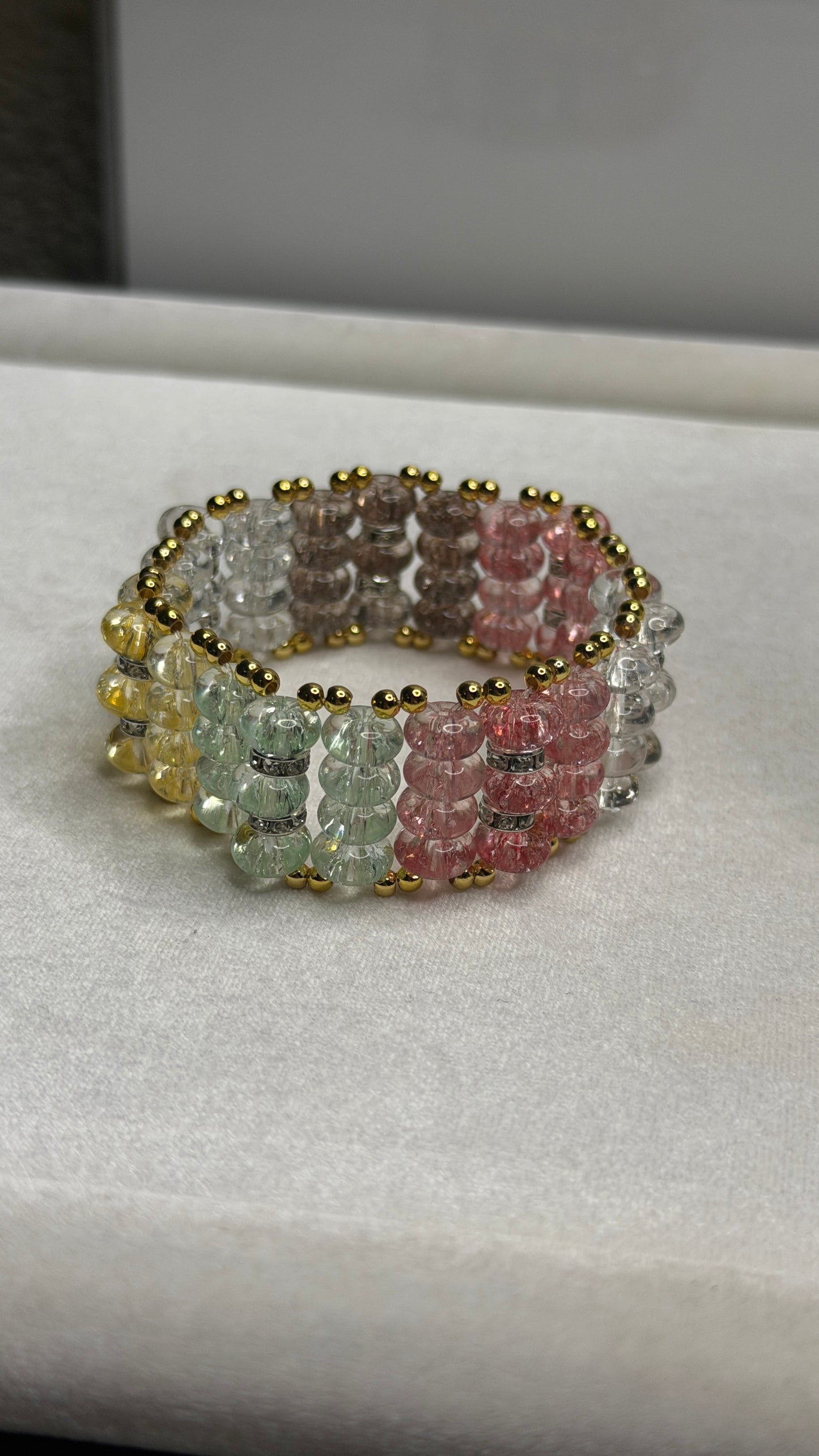 Colorful Cracked Crystal Rondelle Bracelet