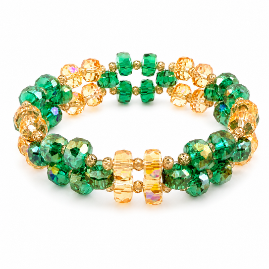 Emerald Sunrise 3-Layer Crystal Stretch Bracelet