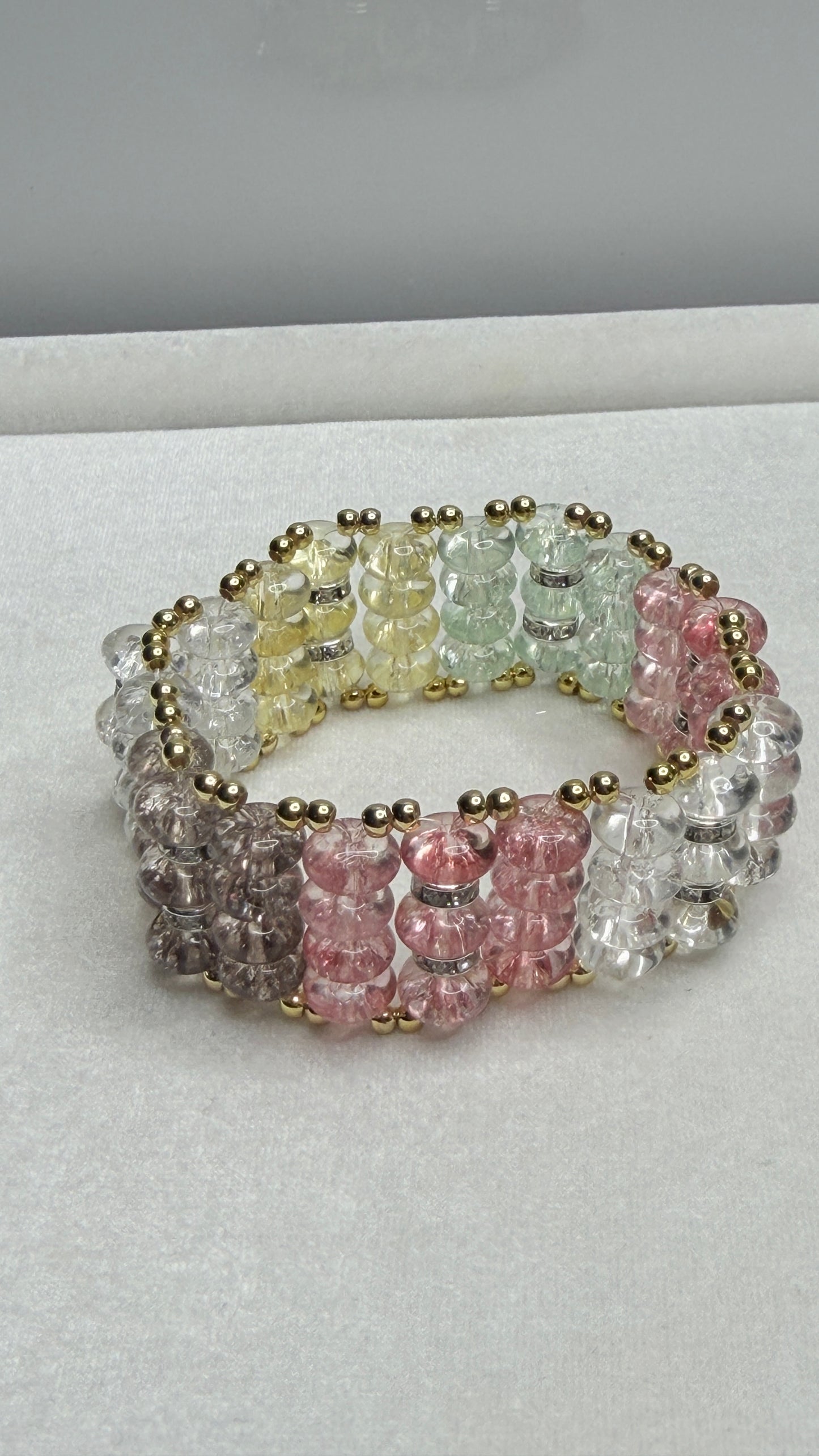 Colorful Cracked Crystal Rondelle Bracelet