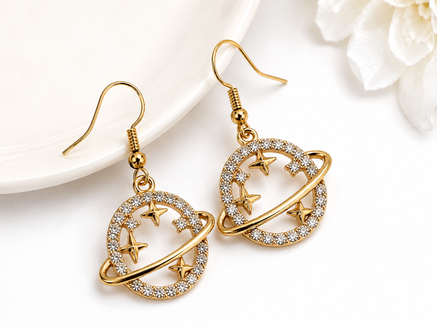 Planet Star Gold-Plated Earrings