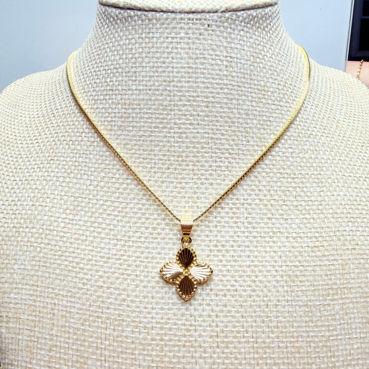 18K Gold Filled Four-Leaf Clover Necklace – 20” Lucky Clover Pendant