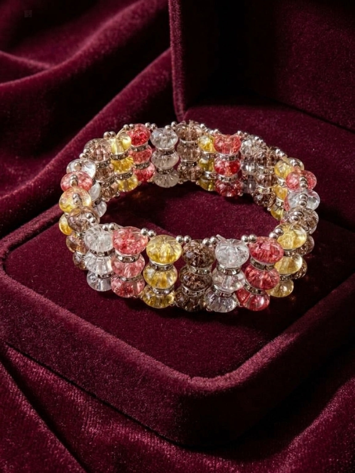 ✨ Sunset Sparkle Cracked Crystal Statement Bracelet – 7½”