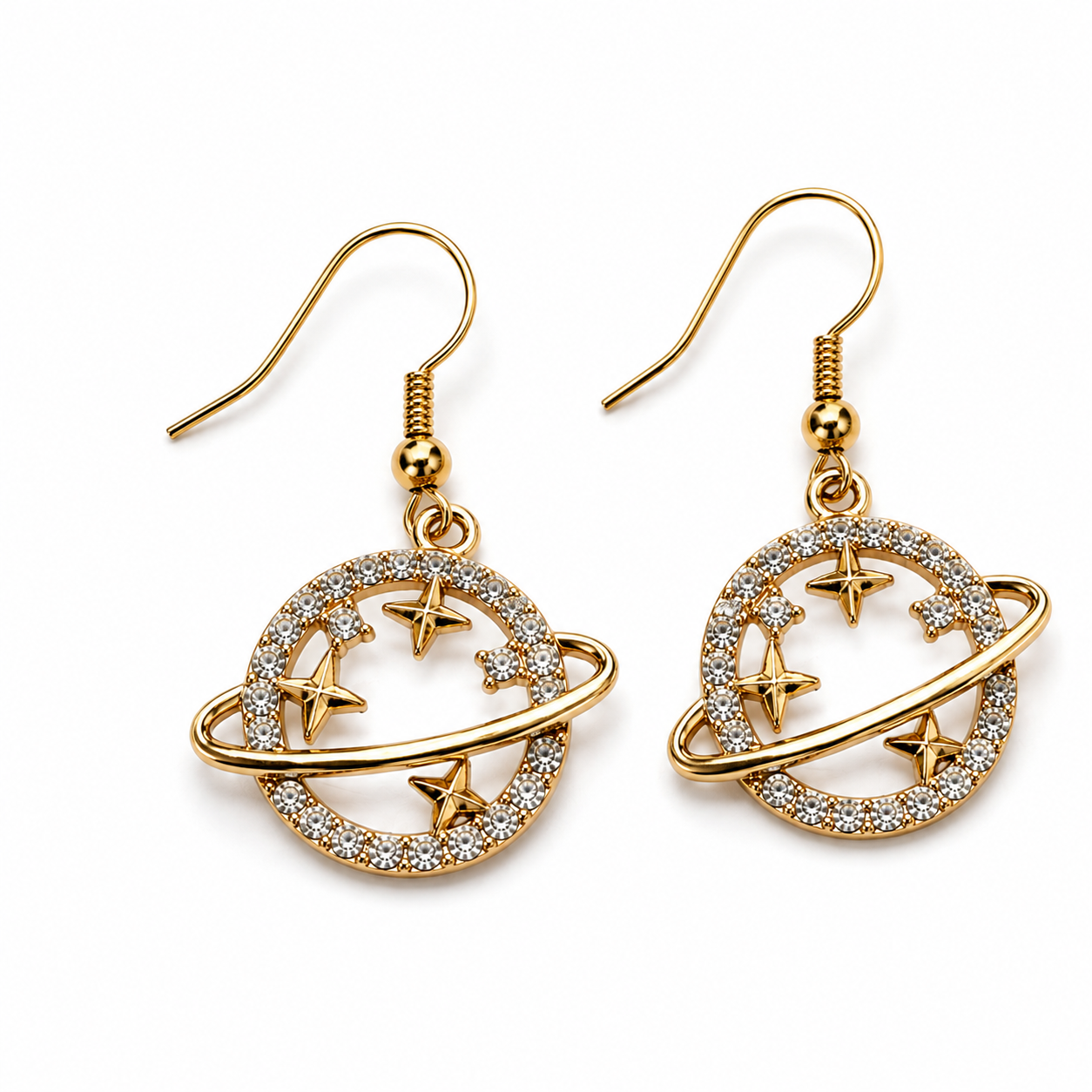 Planet Star Gold-Plated Earrings