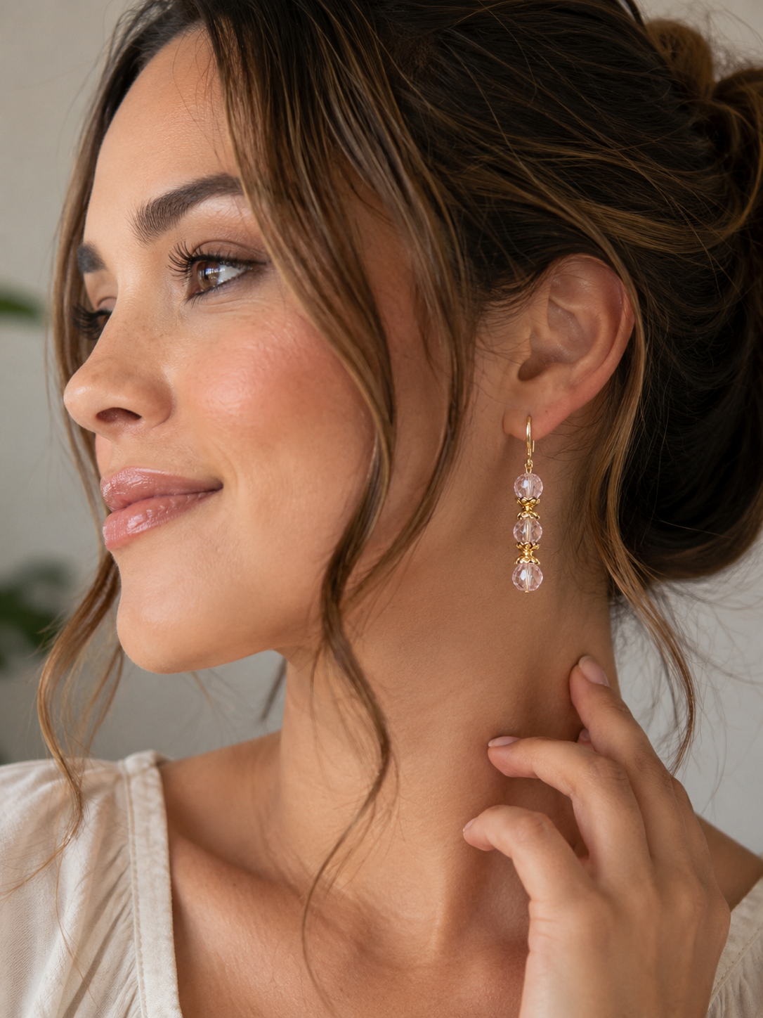 Blush Crystal Gold-Plated Earrings