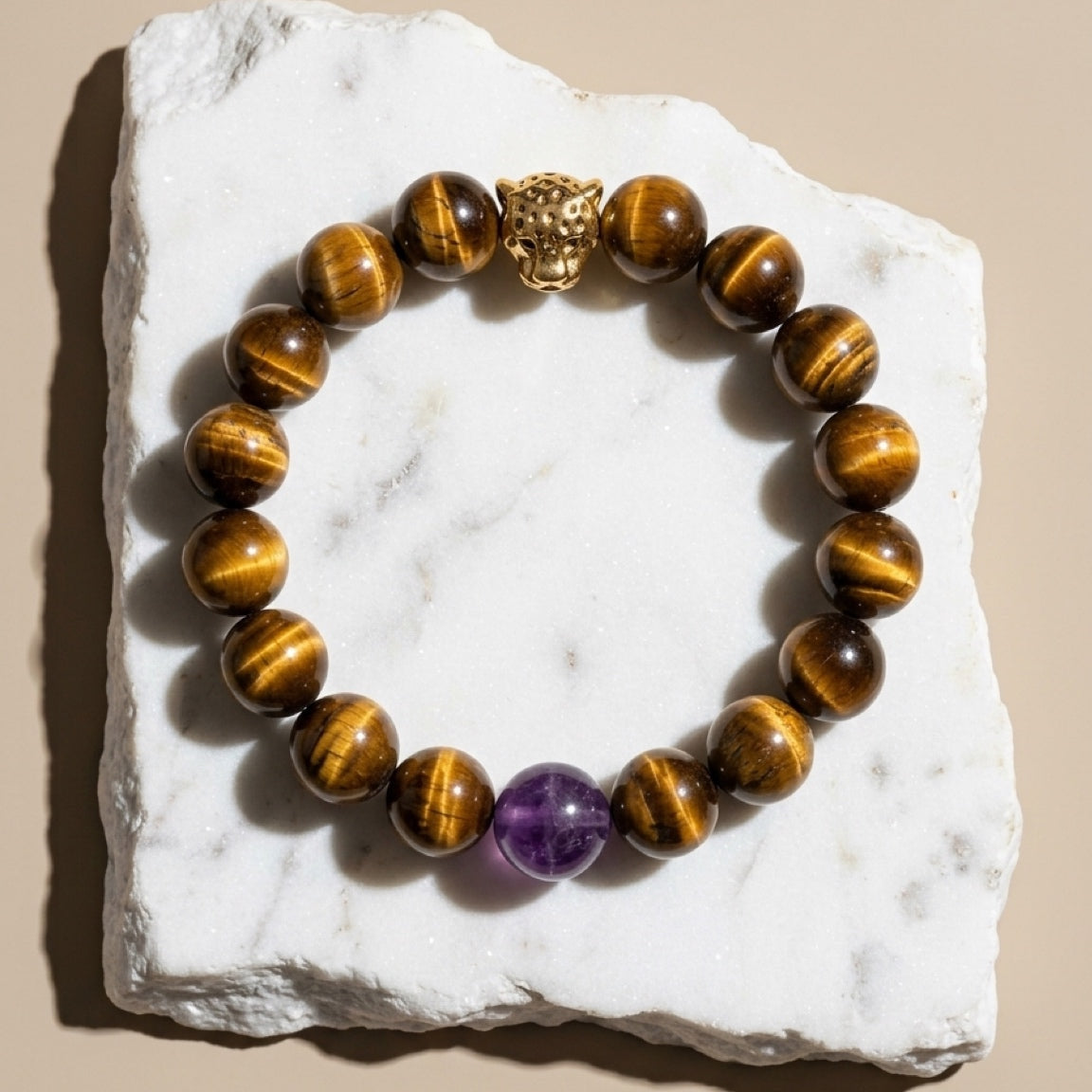 Tiger’s Eye & Amethyst Leopard Bracelet