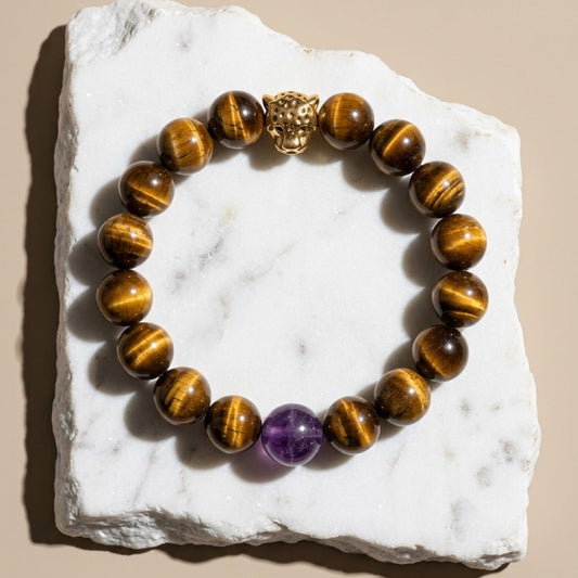 Tiger’s Eye & Amethyst Leopard Bracelet