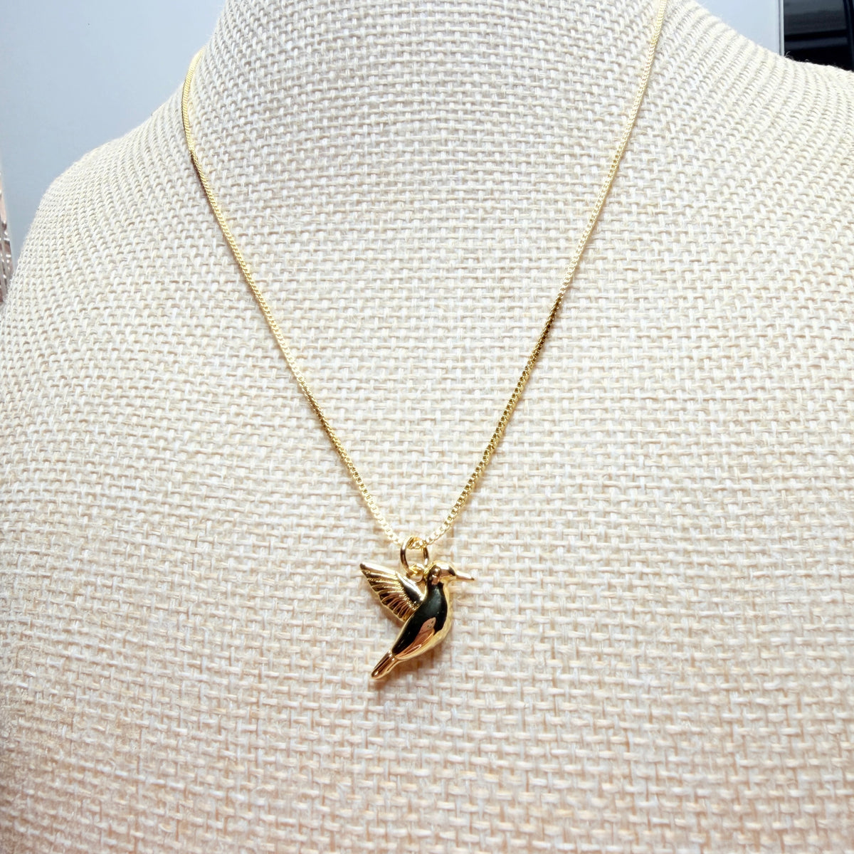 18K Gold-Filled Hummingbird Pendant Necklace