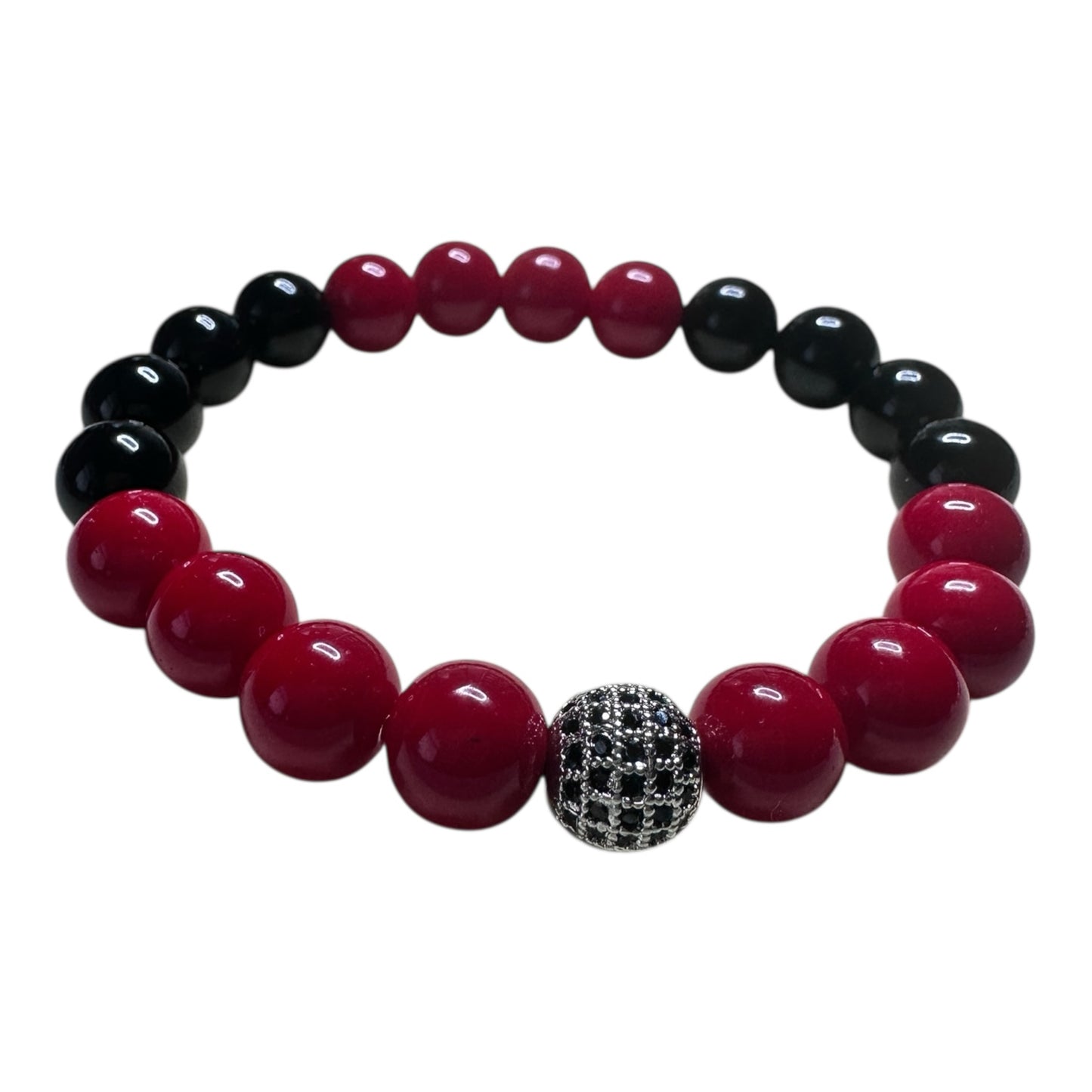 Vital Force – Red Coral & Black Onyx Unisex Bracelet (10mm)