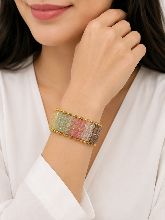 Colorful Cracked Crystal Rondelle Bracelet