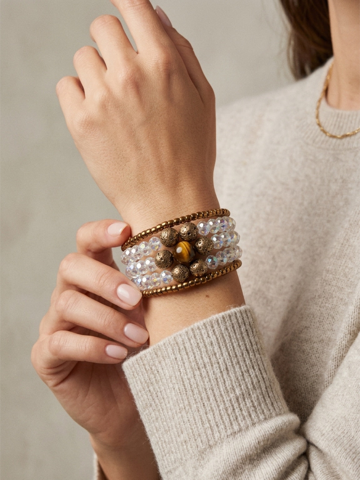Golden Guardian Tiger Eye Memory Wire Bracelet