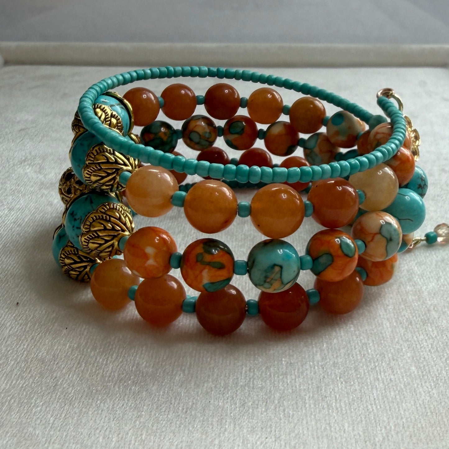 Turquoise Sunset Memory Wire Bracelet
