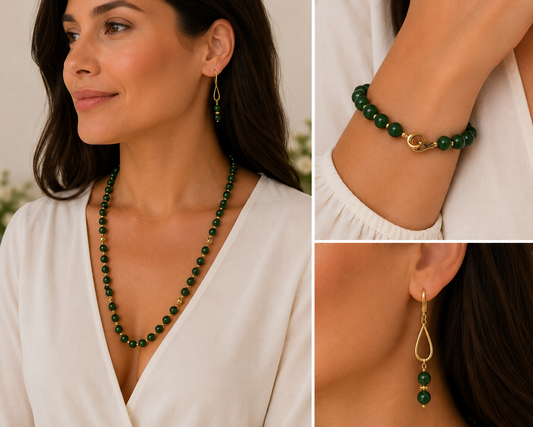 Emerald Green Jade Jewelry Set
