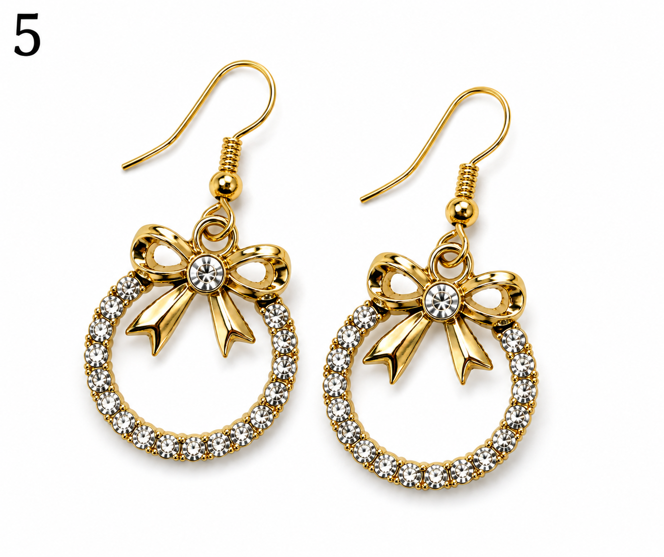 Bow Circle Gold-Plated Earrings