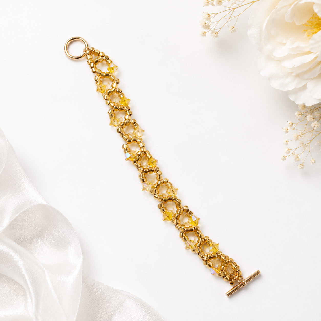 Vine Bracelet – Citrine Glow with Swarovski Crystals