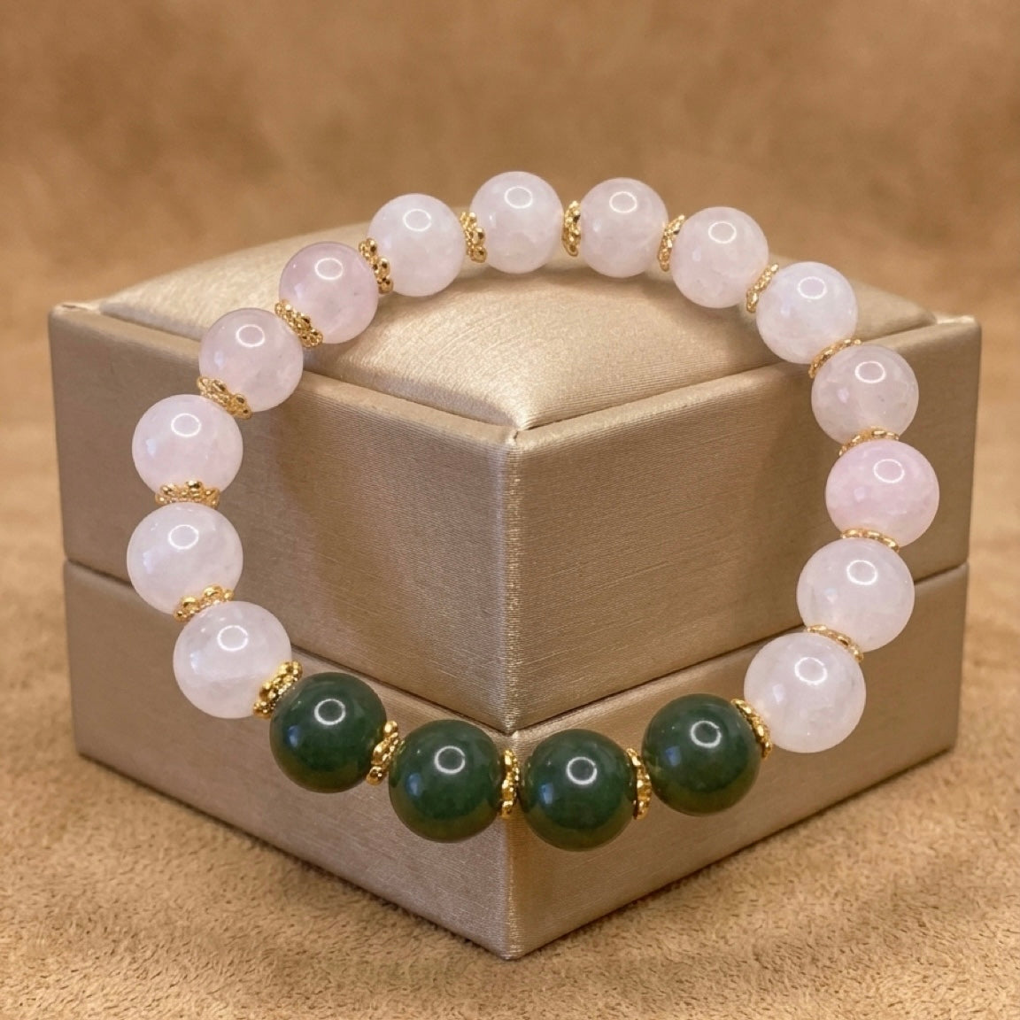 Heart & Harmony – Rose Quartz & Nephrite Jade Bracelet
