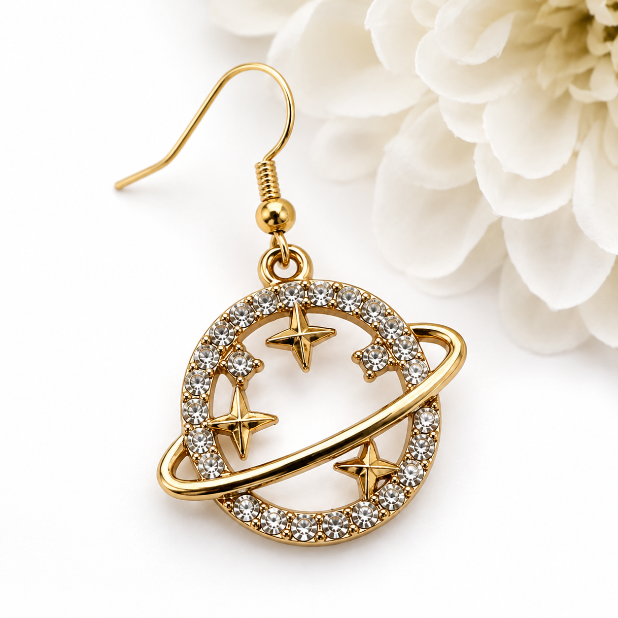 Planet Star Gold-Plated Earrings